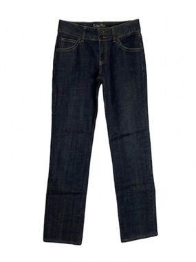 INDIGO PALMS Straight Leg Jeans, Women’s Size 6L, Blue Tan Stitching